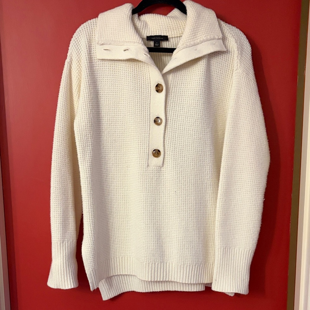 Ann Taylor Cream Cowl Neck Sweater